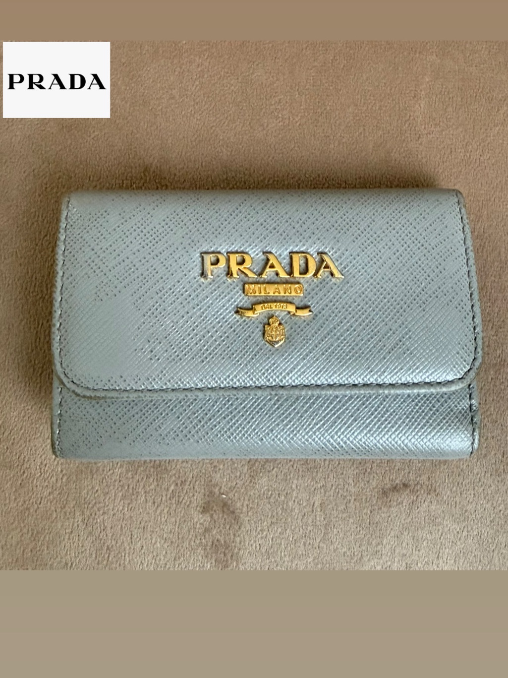 Prada Saffiano Leather Card  Key Holder
